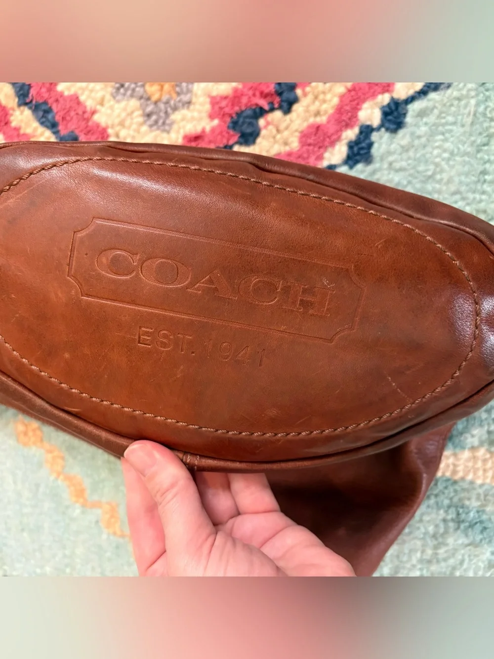 Vintage Coach 2007 XL Bleecker duffle leather tattersall whipstitch bag